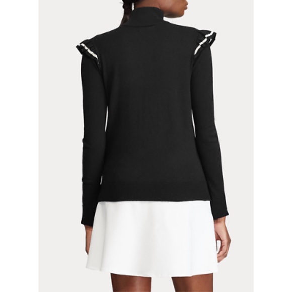 Polo GOLF Ralph Lauren Sweater Cashmere Wool Ruffle Trim Knit Size M New w/Tag - Picture 3 of 10